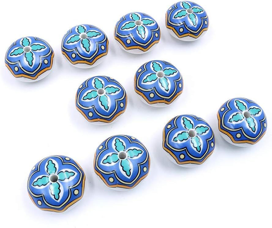 Namvo Modern European Wind Knobs Floral Hand Painted Ceramic Ball Shape Cupboard Wardrobe Cabinet Drawer Door Handles Pulls Knob Pack of 10