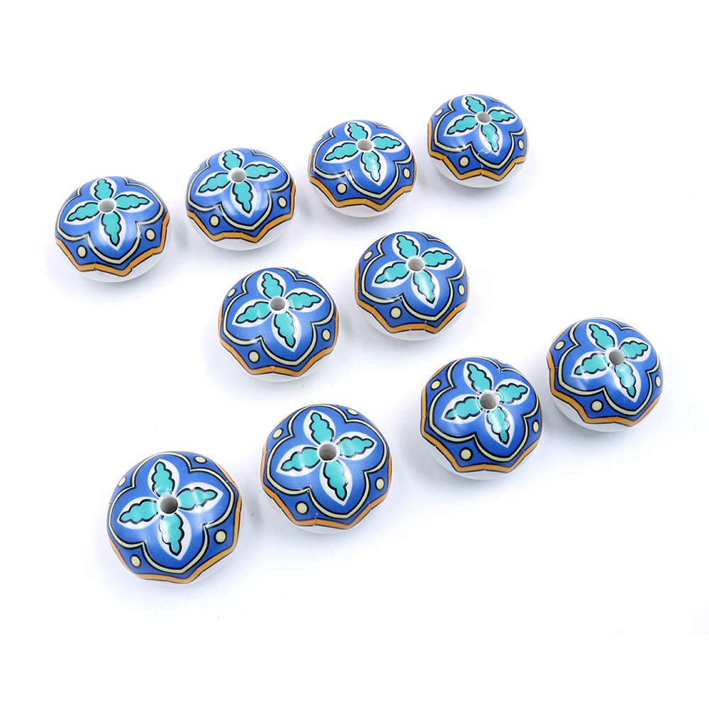 Namvo Modern European Wind Knobs Floral Hand Painted Ceramic Ball Shape Cupboard Wardrobe Cabinet Drawer Door Handles Pulls Knob Pack of 10