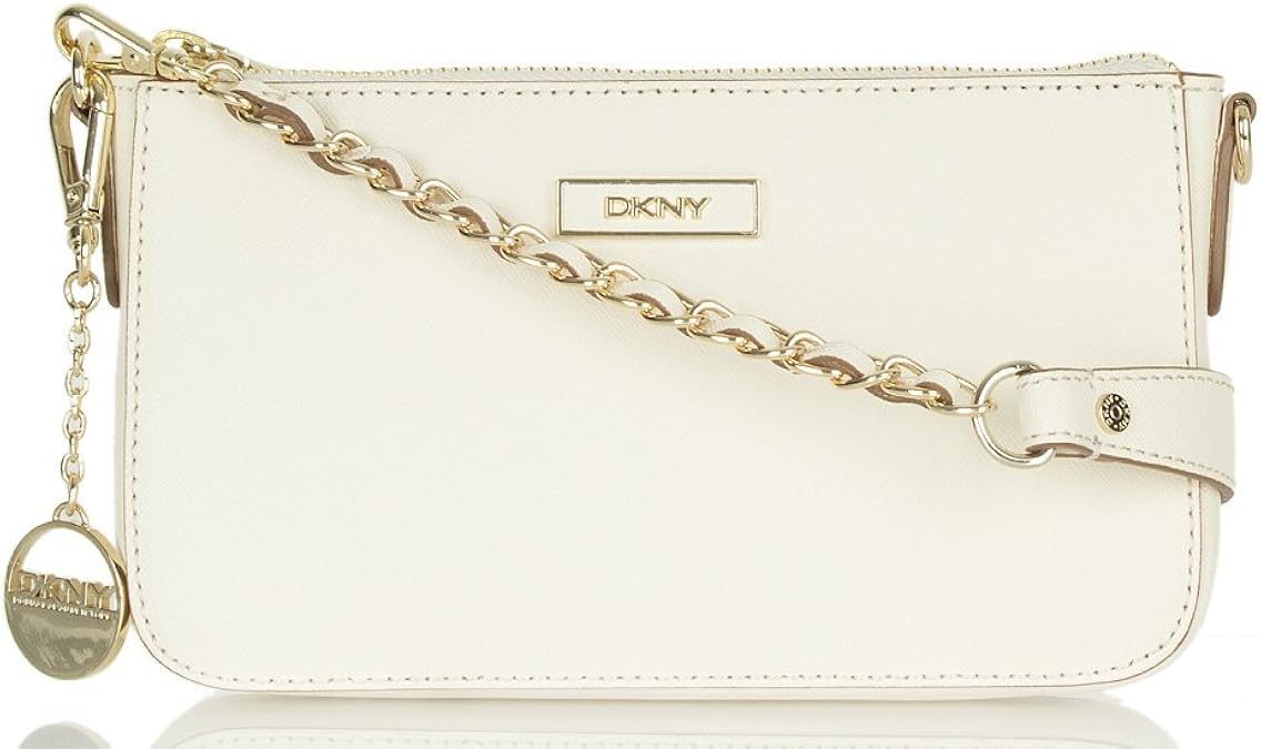 DKNY White Saffiano Leather Small Women’s Crossbody Bag White Leather