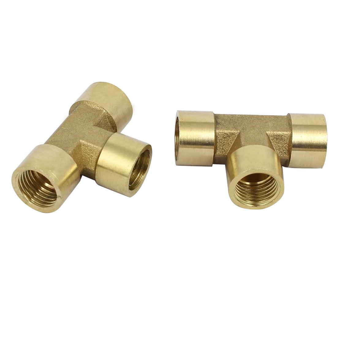 Sourcingmap 1/4BSP Female Thread Brass T Shape Tube Pipe Connecting Fittings Connectors 2pcs