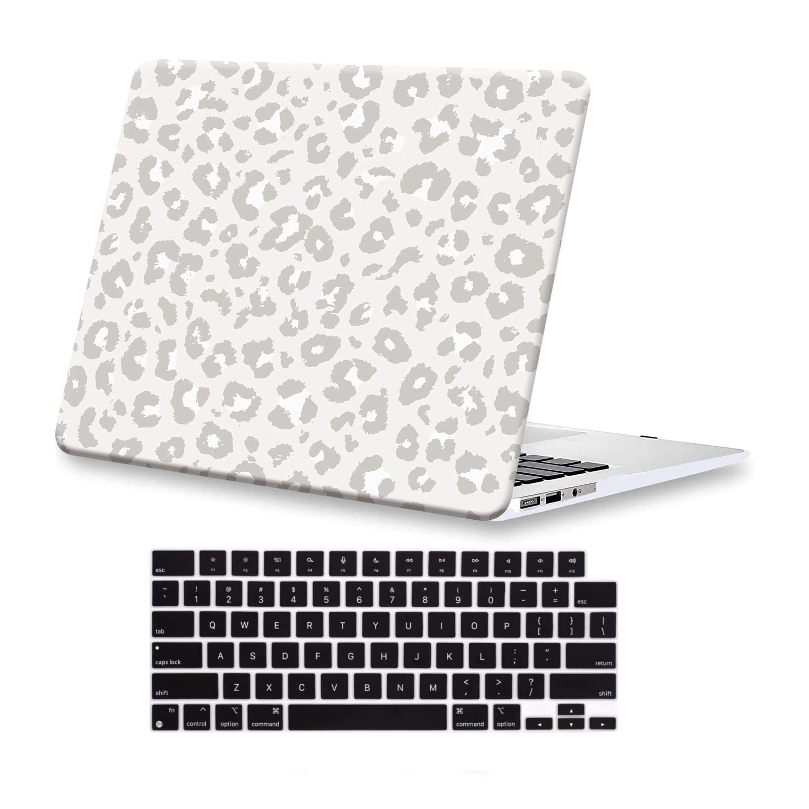for MacBook Air 13.6 inch Case 2022 2023 2024 2025 Release M4 A3240 M3 A3113 M2 A2681 with Touch ID, Plastic Laptop Hard Shell Case & Keyboard Cover for M4 M3 M2 MacBook Air 13.6, Leopard Print