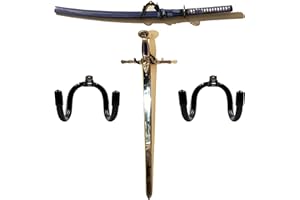 AUXPHOME Universal Adjustable Sword, Wall Hook Storage Organizers Rack Display Hanger Wall Mount Stand Collection Holder for Sword,Dagger,Axe,Keyblade,etc — Vertical/Horizontal Display -（2 pack）