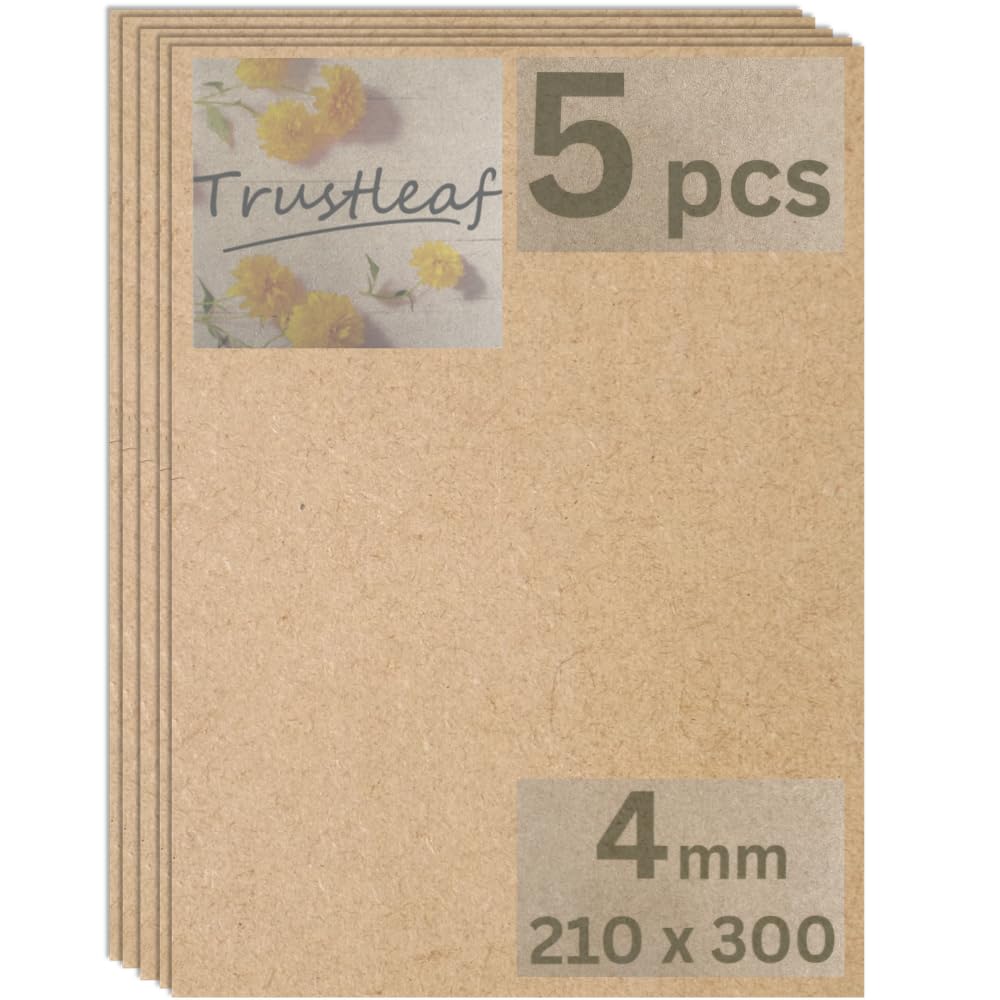 Trustleaf 4mm Sheets of MEDITE Premier MDF 210mm x 300mm, A4 Approx. Pack of 5