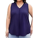 FOREYOND Plus Size Tank Tops for Women V Neck Sleeveless Tank Top Casual Basic Shirt Loose Fit Flowy Blouse 1XL-5XL