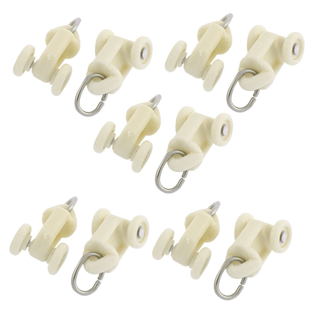sourcing map Plastic Curtain Glider Track Carrier Roller 10mm Dia Wheel 10pcs Beige
