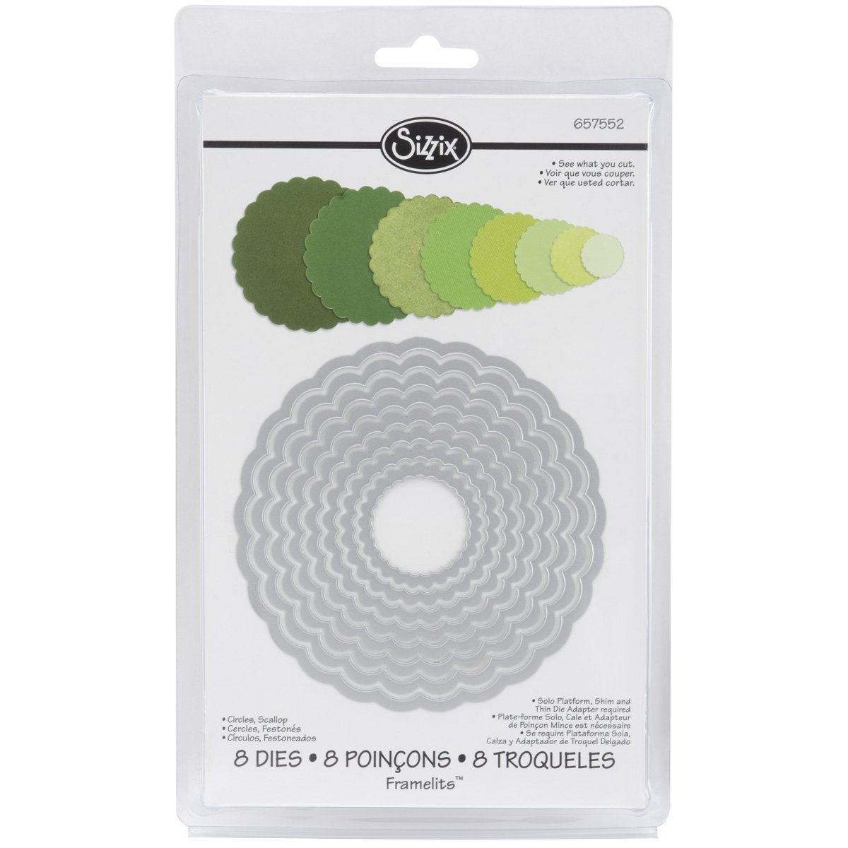 Sizzix Framelits Die Circles Scallop, Set of 8, Multi-Colour