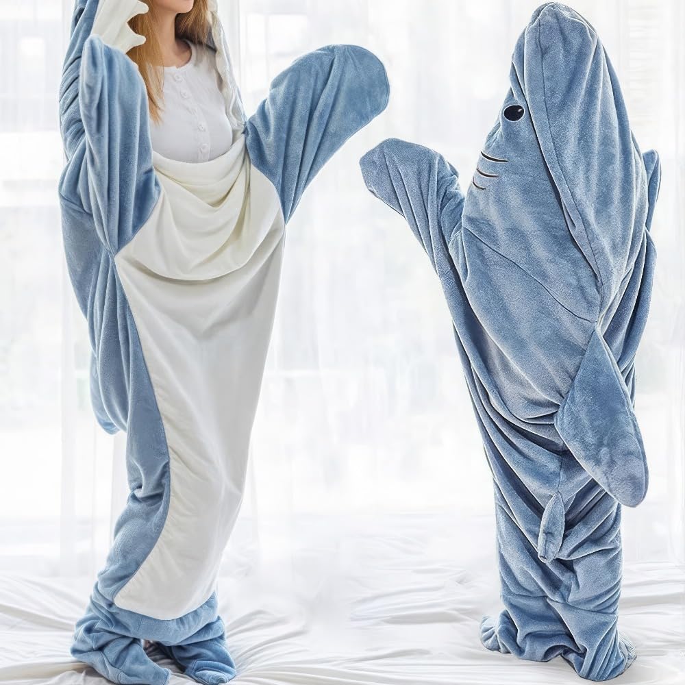 Shark Blanket Adult & Kid, Shark Onesie Kid, Shark Hoodie Pajamas, Shark Costume Kids Halloween Gifts