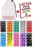 100 D6 Dice Gaming Set, 10 Colors with Storage Bag, Play Games Like Tenzi, Liar's Dice, Yathzee, Farkle, Bunco, Casino and Teach Kids Math