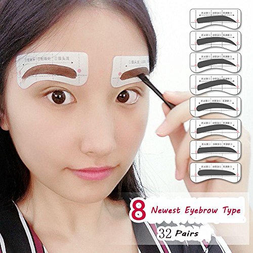 Oceaneshop 32Pairs DIY Makeup Tool Shaper 8 Types Brow Stencils Eye Grooming Eyebrow Template Stickers - Thumbnail 4