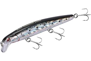 LITTMA California Surf Fishing Lures Saltwater Jerkbait Crankbait Surf Minnow 110 - Metallic Sardine Super Glow & Pearl Pink Belly Glow Lures for Halibut & Striper Fishing