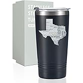 Onebttl Texas Gifts for Men Women, Texas Souvenirs Travel Homesick Gift, 20oz Stainless Steel Tumbler with Lid Straw, Perfect for Christmas - Black Map