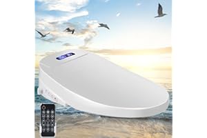 VIDEC Electric Bidet Toilet Seat, Filtered & Unlimited Warm Water, 8 Modes Spa Wash, Warm Air Dryer, Heated Seat, Self-Clean Stainless Steel Nozzle, HD Night Light. 10-year warranty. (TB-36EV, Round)