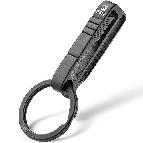 FEGVE Titanium Key Belt Clip with Key Ring, Belt Key Holder Key Chain Clip  Black Keychain for men (Black) in Oman Whizz Keyrings Keychains