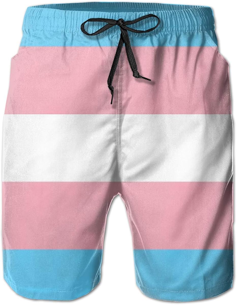 PETEWILL Transgender Pride Flag LGBT Men's Swim Trunks Beach Board