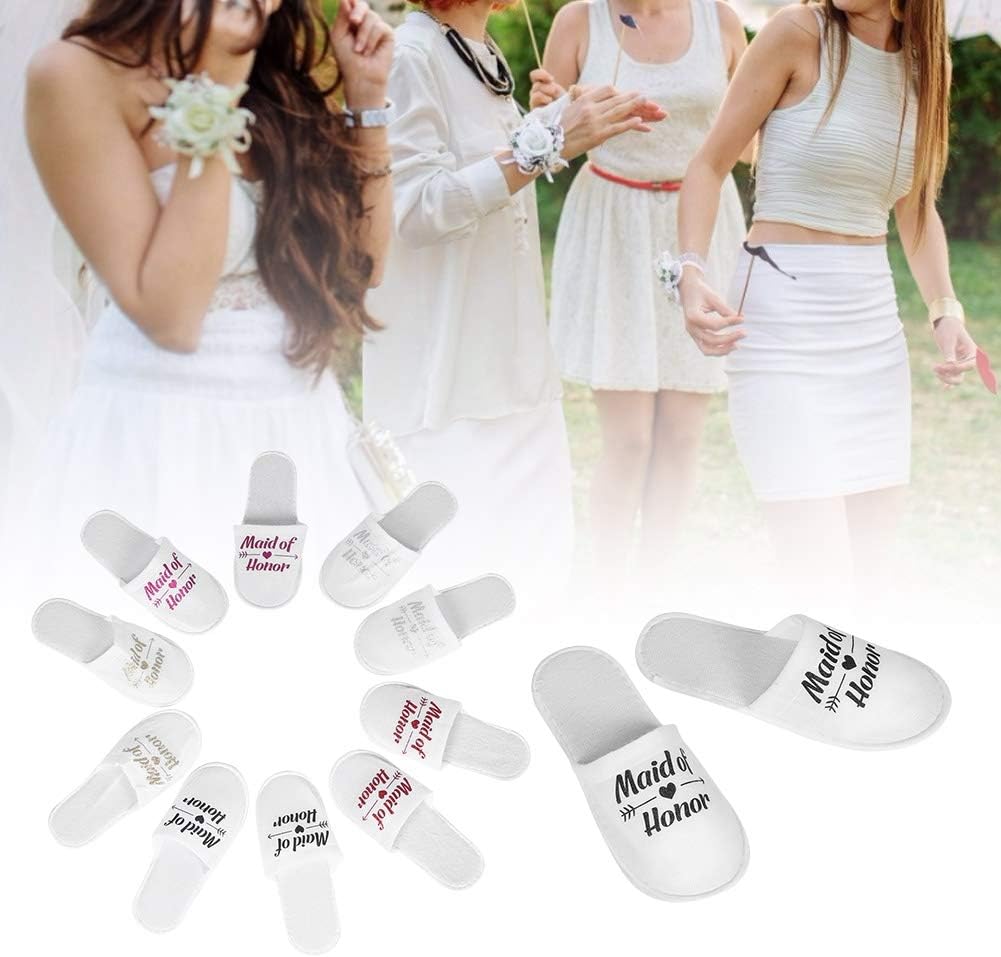 AUNMAS 5 Pairs Disposable Slippers Cotton Cloth Letters Pattern Photography Props for Guests Wedding Party