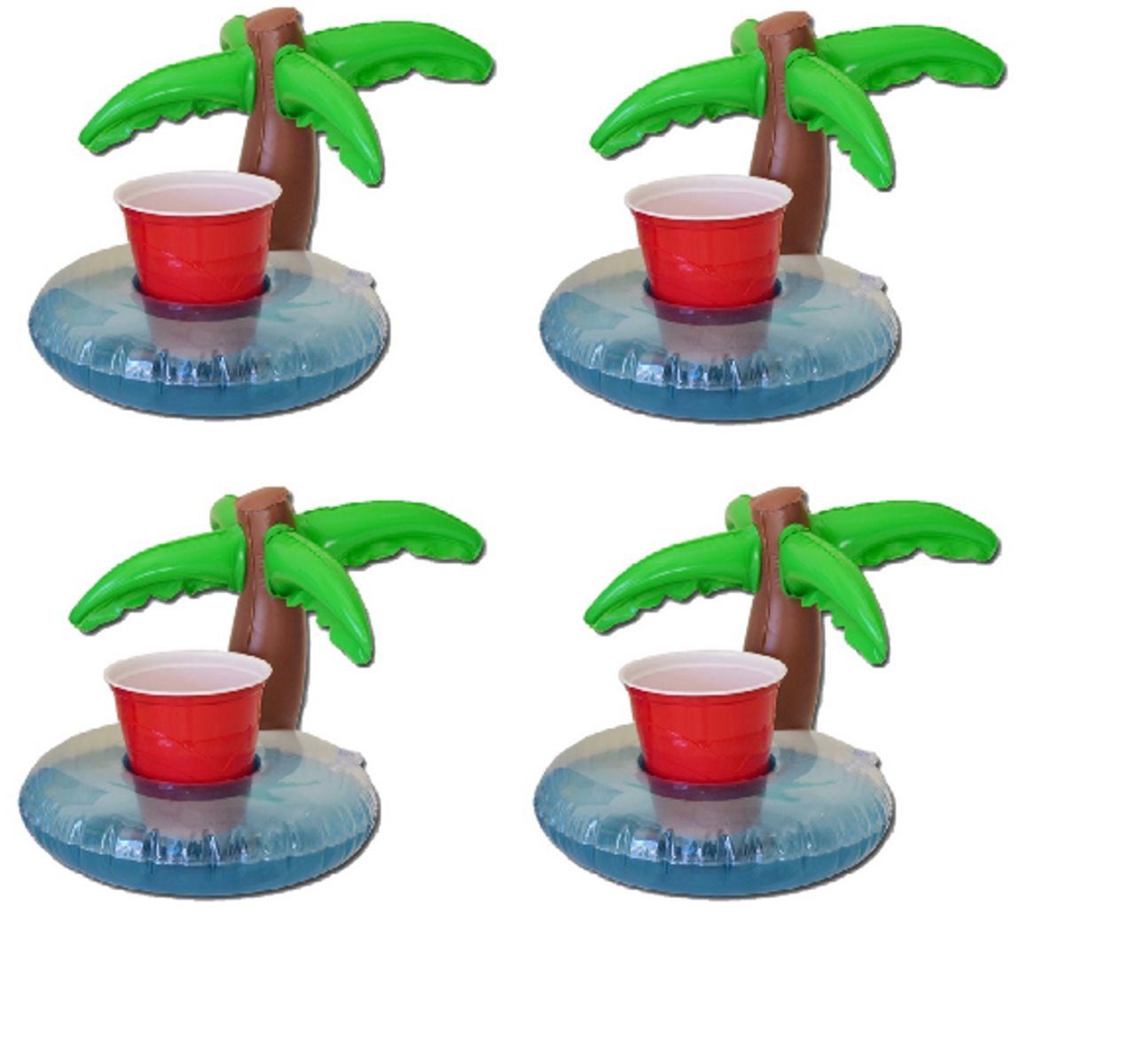 Inflatable PALM TREE Drink Drinks Can Holder Floating Hot Tub Pool Pack Of 4 by Tri Products