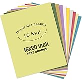 AUEAR, Pack of 10 16x20 Uncut Picture Mat Boards, Assorted Colors Backing Matte Boards for Frame, Print, Artwork, Picture