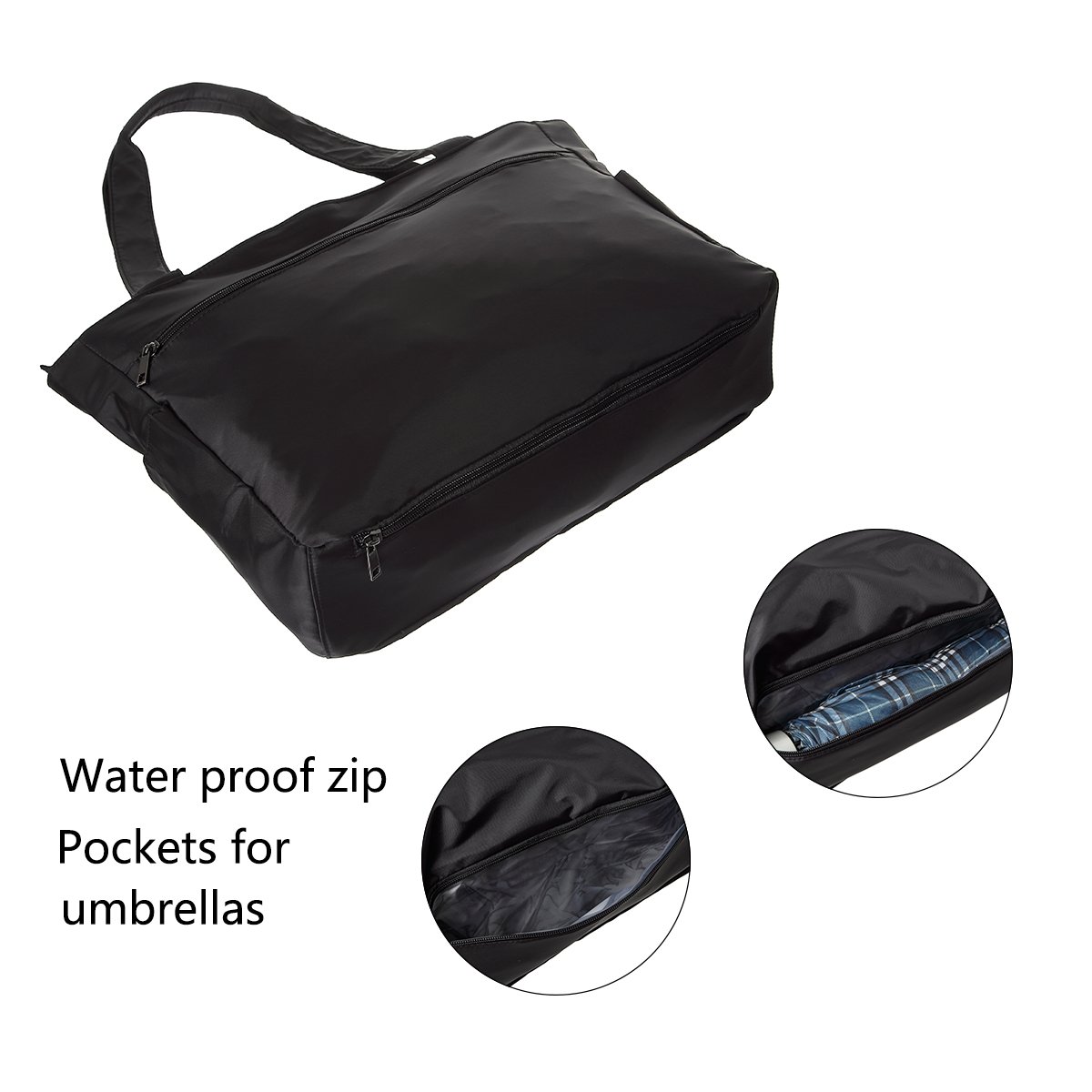 TENXITER Women Fashion Large Tote Shoulder Handbag Waterproof Tote Bag Multi-function Nylon Travel Shoulder (Black)