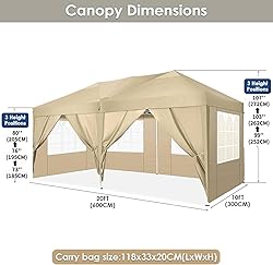 COBIZI Canopy 10x20 Pop Up Canopy Tent with 4