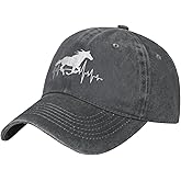 Yipaidel Women's Horse Heartbeat Hat, Adjustable Vintage Washed Baseball Cap for Dad Mom
