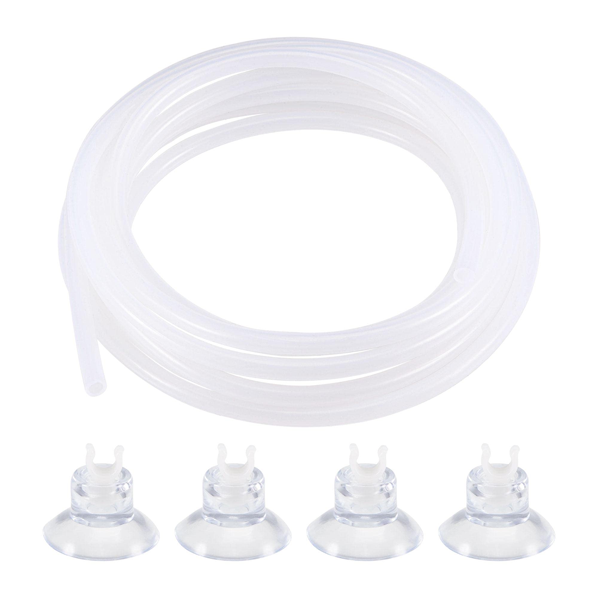 sourcing map Silicone Tubing 4mm ID 6mm(1/4") OD 5m Aquarium Pump Air Water Hose Rubber Tube with Suction Cups