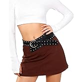 MILAKOO Vintage Punk Leather Waist Belt for Women 80s Goth Costume Cinch Belts Ladies Western Belt for Jean