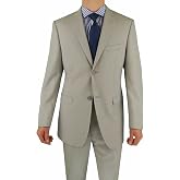 Marzzotti Eleganz Sharkskin 2 Button Men's Suit Trim Modern Fit Stone Light Gray