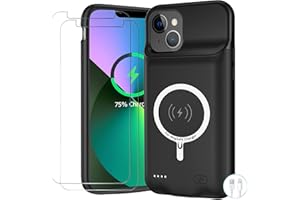 YINGYKJ Battery Case for iPhone 13, Upgraded 10000mAh Battery Pack Rechargeable Charger Case Support Carplay with Wireless Charging Compatible for iPhone 13 (6.1 inch) External Battery Charging Case (Black)