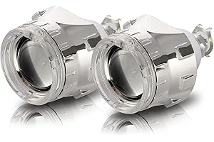 AILEO 2.5 inch Bi-Xenon HID Projector Lens H4 H7 H11 Car Retrofit Styling Use H1 light Universal (Silver Shroud with White Angel Eyes)