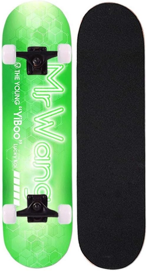 Skateboards Beginner Skateboard Complete-31 Inches Green Stereo Honeycomb Pattern Children Skateboard