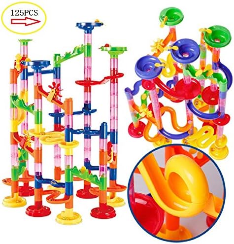 Marble Run Maze Ball Game Marble Maze STEM Educational Toys for Kids Set Marble Run Race Coaster Set, Marble Run Railway Toys [ 125 Pieces ] Construction Toys Building Blocks Set Marble Run Race Co