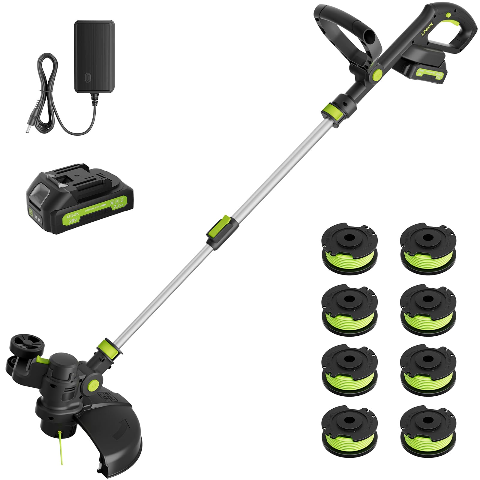 Photo 1 of 20V Cordless String Trimmer, 2.2Ah Battery Powered with Fast Charger, 12'' Grass Cutter with Auto Line Feed, 2-in-1 Electric Lawn Mower Grass Trimmer&Edger Lawn Tool with 8 Pcs Lines for Yard, Garden