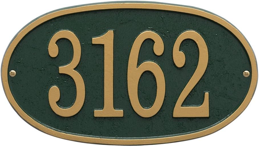 Plaques & Wall Art - WHITEHALL Custom Address Sign House Numbers for Outside Modern Address Signs for Houses Cast Metal Address Plaque, Oval 12