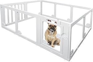 AMBELNY Clear Acrylic Pet Playpen Indoor for Puppy, Cat, Rabbit & Ferret – Tool-Free Assembly, 10 Panels, 23.6" Height – Transparent Enclosure w/Suction Cups, Expandable Kennel for Small Pets