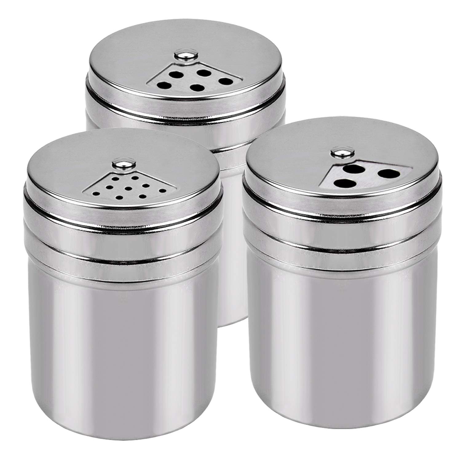 Seasoning Bottle Outgeek 3Pcs Shaker Spice Bottle Airtight Spice Shaker with Top Rotatable Seasoning Shaker Kitchen Gadget (Silver)