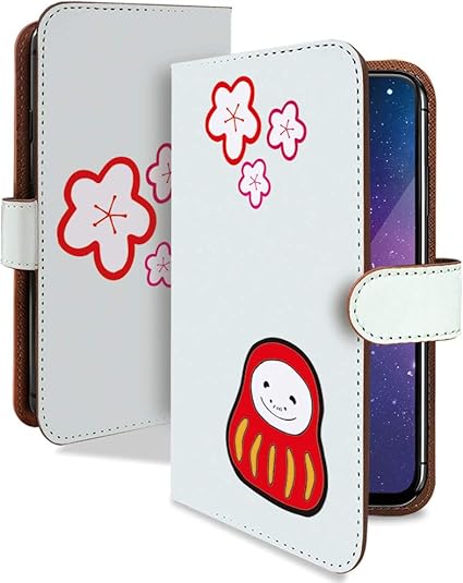 Amazon Co Jp シンプルスマホ5 ケース 手帳型 携帯ケース ダルマ 梅 オフホワイト 達磨 和柄 ホワイト おしゃれ シンプルスマートフォン スマホケース キャラ イラスト カメラレンズ全面保護 カード収納付き 全機種対応 T06 家電 カメラ