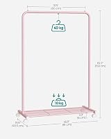 SONGMICS Clothes Rack on Wheels 91 cm Long Rail with Storage Shelf Jelly Pink view 7