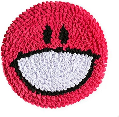 Nitacy Pink Round Front Door Mat Non Slip Rug for Kitchen Bedroom Bathroom Entryway Living Room Indoor Doormat Smiley Face Unique Design, 18 x 18 Inches
