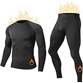 HovSiyla Men's Thermal Underwear Long Johns Fleece Lined Compression Pants Shirts Tops Athletic Base Layer Set Cold Weather