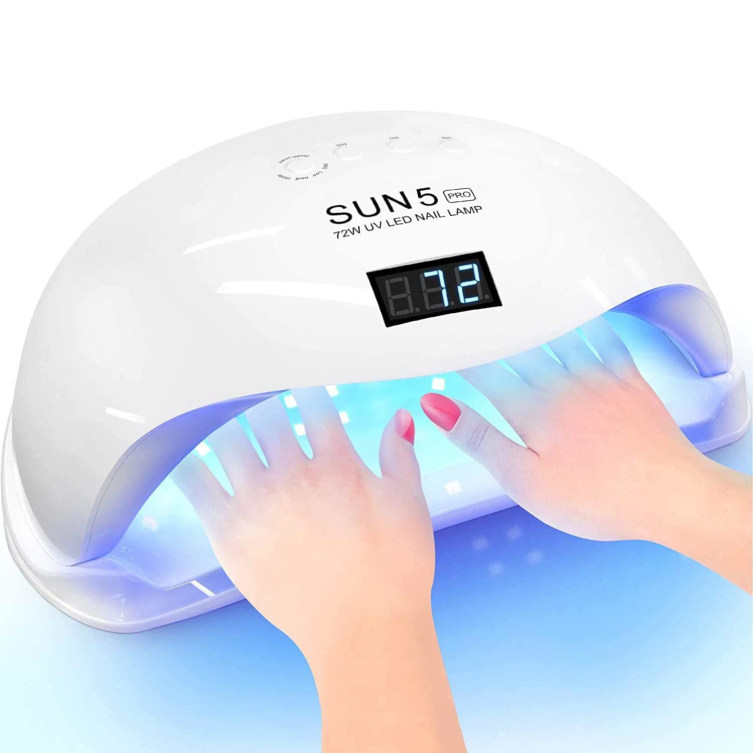 TriLine SUN5 PRO UV LED Nail Lamp 72W, Professional Nail Dryer Machine, Best Gel UV LED Nail Lamp for Fingernail & Toenail Gel Based Polishes – Nail Curing Light with 36pcs LEDs, 4 Timer Settings