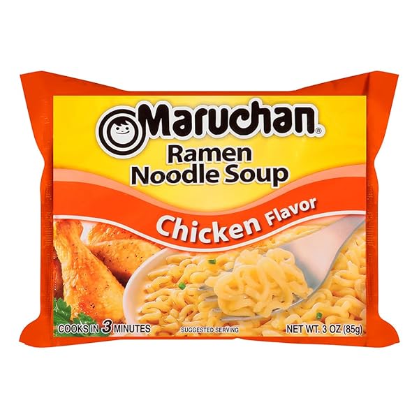 MARUCHAN RAMEN CHICKEN, INSTANT RAMEN NOODLES, READY TO EAT MEALS, 3 OZ, 24 COUNT