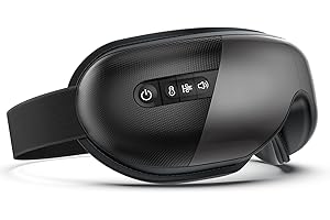 MUSICOZY Eye Massager with Heat, Face Massager for Migraines with Compression, Vibration, Bluetooth Music, Mask for Relax Eye, Reduce Eye Strain Relaxing Gifts for Women(Black)