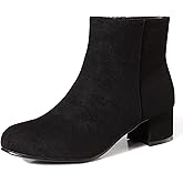 LIURUIJIA Women's Suede Ankle Boots Low Heel Leather Booties Side Zippers Round Toe Short Boots