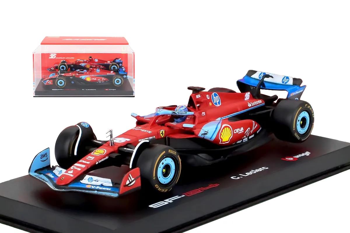 Ferrari F1 SF-24 Team Scuderia Ferrari N 16 3rd Miami GP 2024 Charles Lecrc – With Pilot and Shower Case Red Black Light Blue