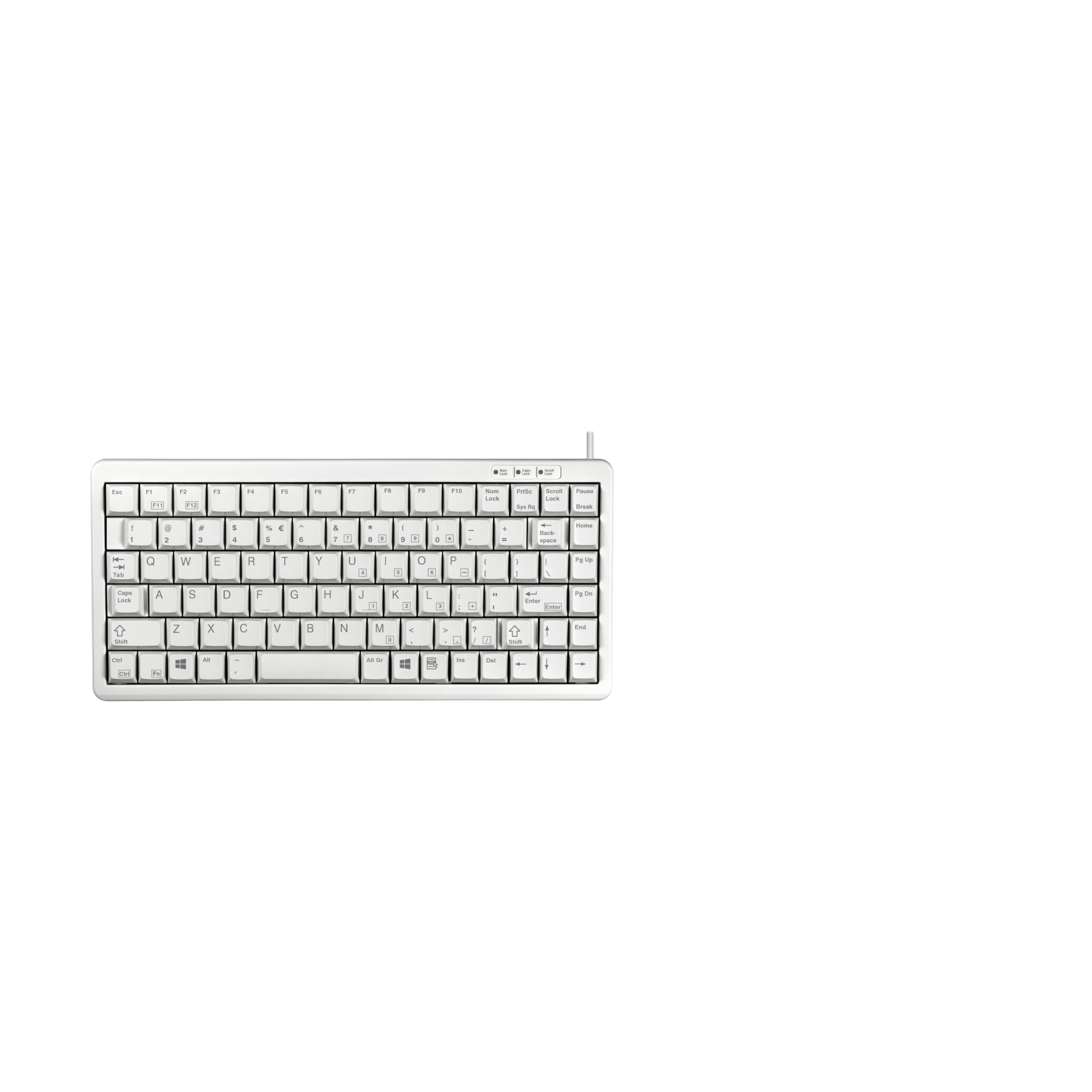CHERRY G84-4100, Compact Mechanical Keyboard, EU Layout (QWERTY), With Windows Keys, Wired (USB & PS/2), ML Switches, Light Grey