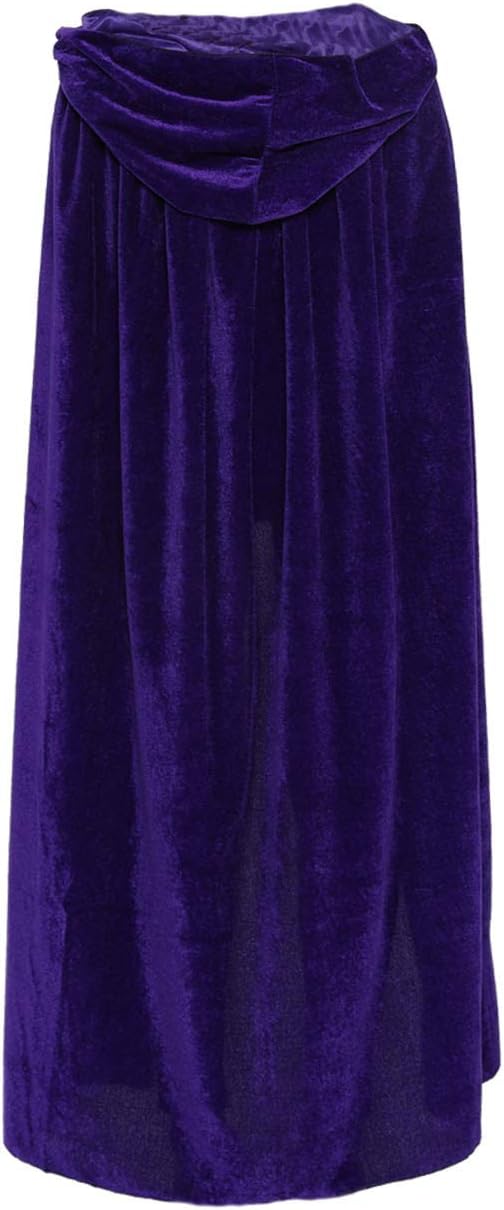 EcityUnisex adult Costume Velvet Hooded Cloak Role Play Halloween Xmas Party Cape (X-Large (66.9 inch=170cm), Purple)