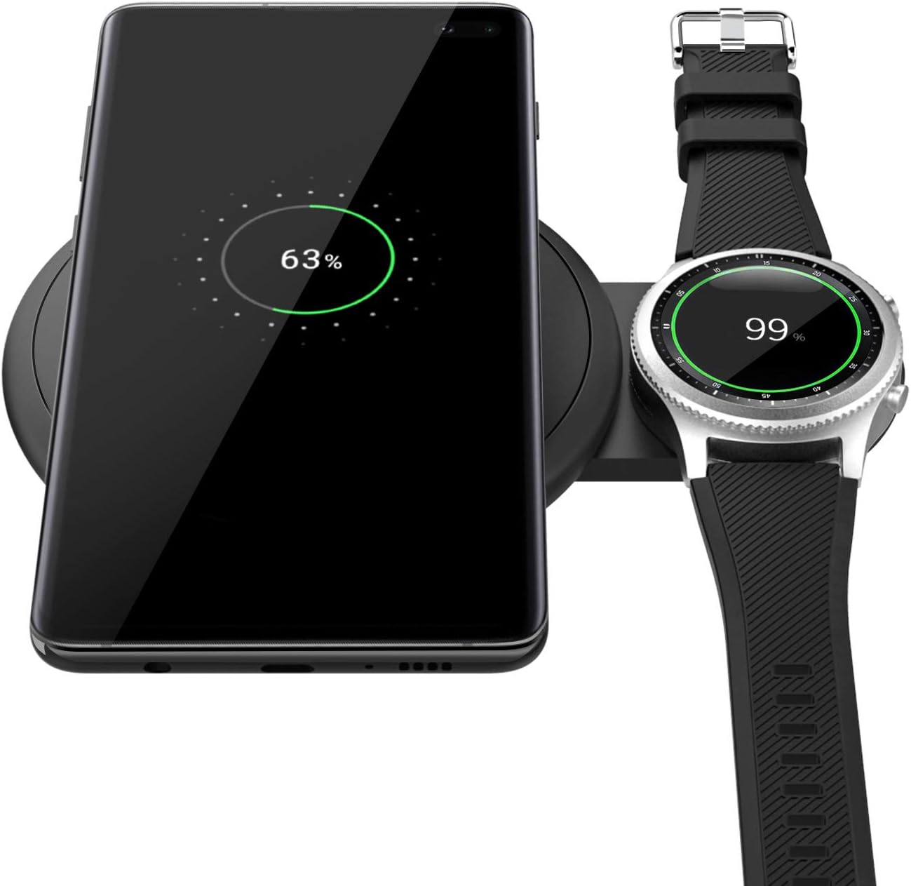 Moko Wireless Charger Duo 2 In 1 Qi Certified Fast Charging Pad Fit Samsung Galaxy Watch Active Galaxy Buds Amazon Ca Electronics