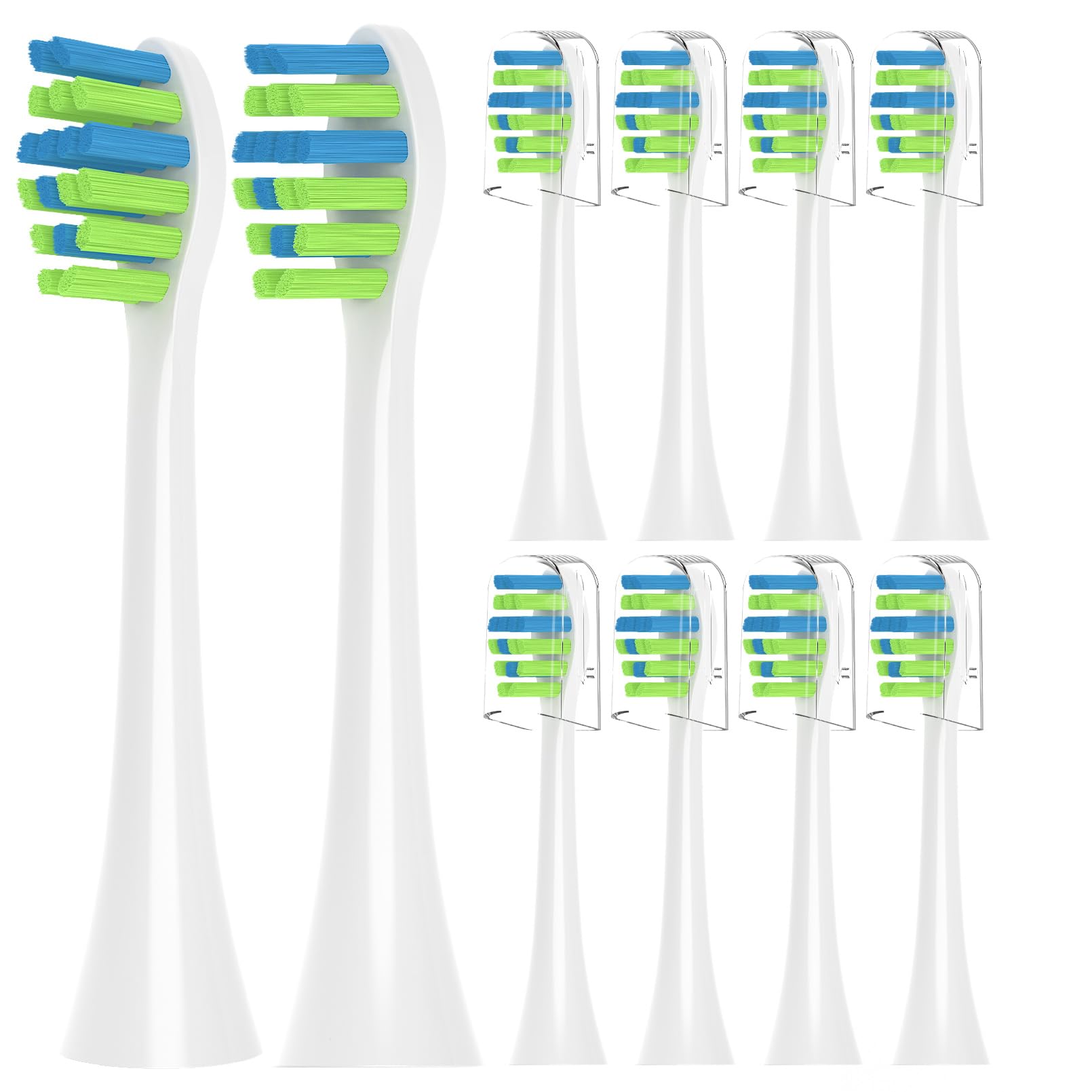 Photo 1 of 10 Pack Replacement Heads Only Compatible with 7AM2M AM100 AM105 AM111 Electric Toothbrush, Medium Bristles Brush Head, White