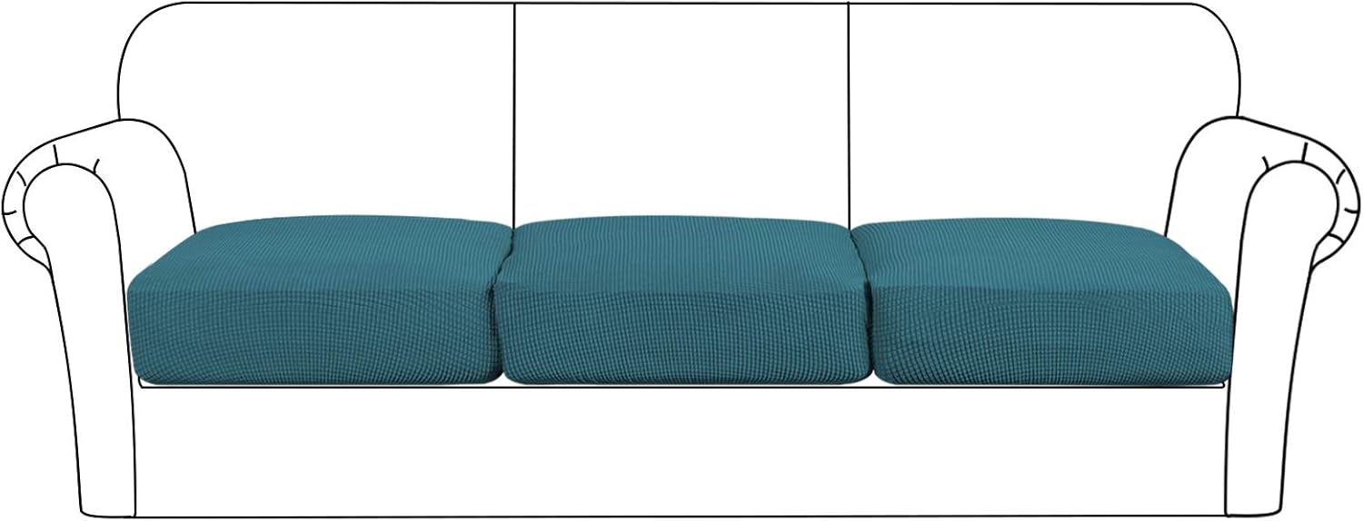 High Stretch Seat Cushion Cover Sofa Cushion Furniture Protector fot Sofa Seat Sofa Slipcover Sofa Cover Soft Flexibility with Elastic Bottom (3 Pieces Cushion Covers, Taupe): Furniture & Decor