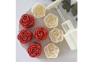 Vctitil 5Pcs Moon Cake Mold Set,Mid Autumn Festival DIY Hand Press Cookie Stamps DIY Baking Tool Rose Flower Mold Patterns Mo